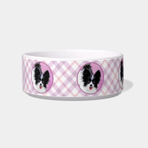 Papillon (weiß und schwarz) Malerei - Hundekunst Napf
