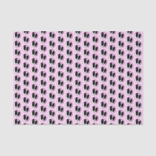 Papillon (weiß und schwarz) Malerei - Hundekunst Seidenpapier (Vorderseite)