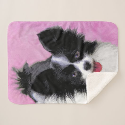 Papillon (weiß und schwarz) Malerei - Hundekunst Sherpadecke (Vorderseite (Horizontal))