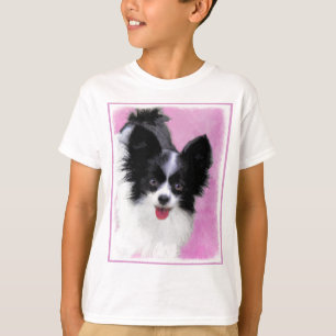 Papillon (weiß und schwarz) Malerei - Hundekunst T-Shirt