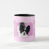 Papillon (weiß und schwarz) Malerei - Hundekunst Tasse (Zentrum)