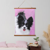 Papillon (weiß und schwarz) Malerei - Hundekunst Wandteppich Mit Holzrahmen (Schlafzimmer)