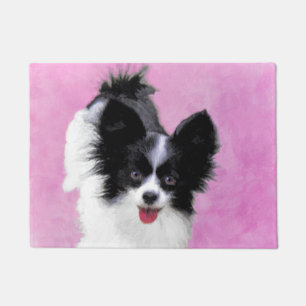 Papillon (weiße und schwarze) Malerei - Hundekuns Fußmatte