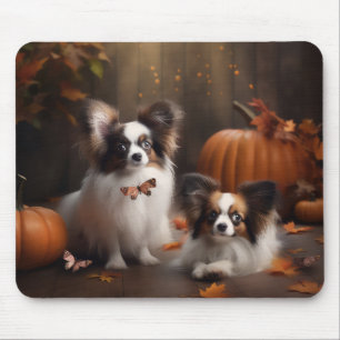 Papillon-Welpe Herbstfreude Kürbis Mousepad