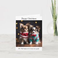 Papillon Welppies Christmas Card