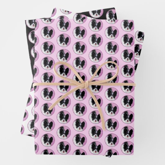 Papillon (White and Black) Painting - Dog Art Geschenkpapier Set (Beispiel)