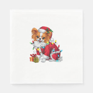Papillon Xmas Lighting Santa Papillon Dog Christma Serviette