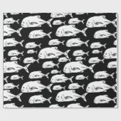 Papio und Ulua - Schwarzweißdruck in Hawaii Geschenkpapier (Flach)