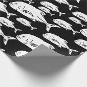 Papio und Ulua - Schwarzweißdruck in Hawaii Geschenkpapier (Ecke)