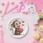 Papipteller Valentinstag Affe Rote Herzen Pappteller (Party)