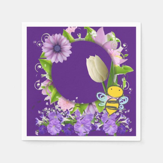 Papp Napkins, Tulip Floral Blume Hummel Serviette (Vorderseite)