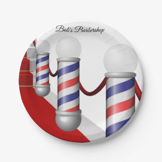 Pappbecher Friseurstange Pappteller (Vorderseite)