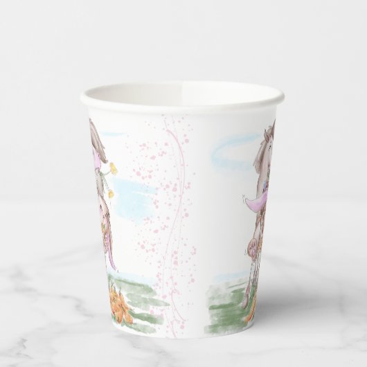 Pappbecher für Osterparty mit Pferd und Osterhase (Links)