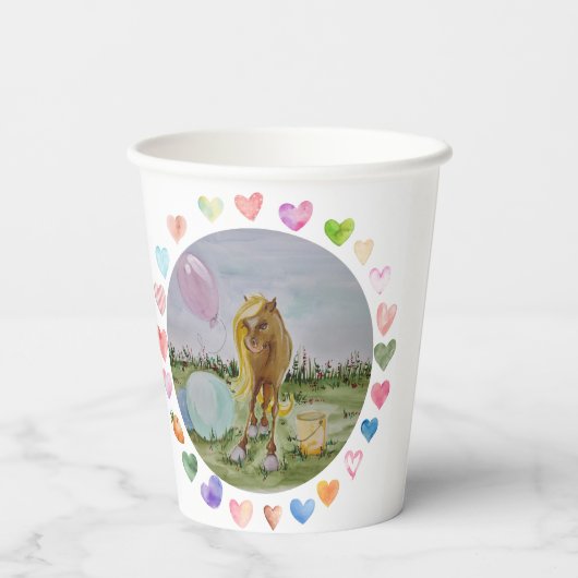 Pappbecher Pferdemotiv, Pony Party (Rückseite)