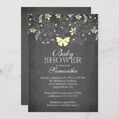 Pappe Gelbe Schmetterlingshülse neutrale Babydusch Einladung (Vorne/Hinten)