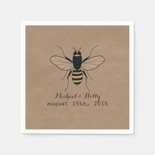 Pappe Inspiriert Honey Bee Wedding Napkins Serviette (Vorderseite)