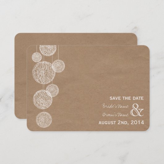 Pappe Inspiriert Twine Globes Save the Date (Vorne/Hinten)