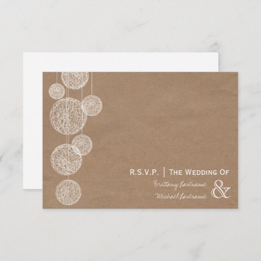 Pappe Inspiriert Twine Globes Wedding R.S.V.P. RSVP Karte (Vorne/Hinten)