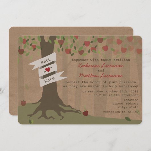 Pappe Inspirierter Apple Orchard Hochzeitsempfang Einladung (Vorne/Hinten)