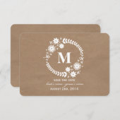 Pappe Inspiriertes Whiteath Monogramm Rett Datum Save The Date (Vorne/Hinten)
