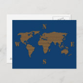 Pappe Weltkarte Postkarte (Vorne/Hinten)