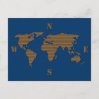 Pappe Weltkarte Postkarte