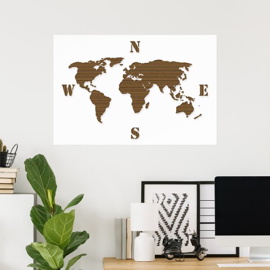Pappe World Map Poster (Heimbüro)