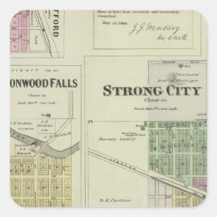 Pappel-Fälle, starke Stadt, Safford, Kansas Quadratischer Aufkleber
