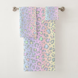 Pappel Rainbow Leopard Druckmuster Badhandtuch Set