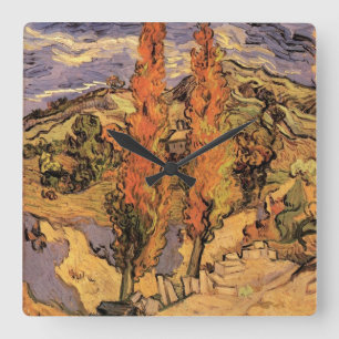 Pappeln an der Straße durch die Hügel von Vincent  Quadratische Wanduhr
