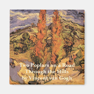 Pappeln an einer Straße durch Hügel von Vincent va Magnet