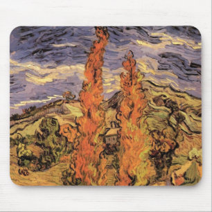 Pappeln an einer Straße durch Hügel von Vincent va Mousepad
