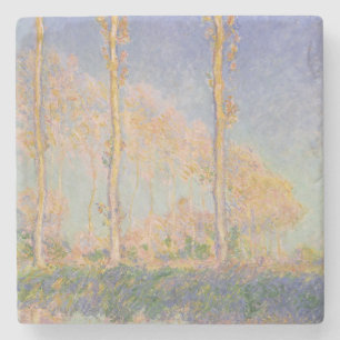Pappeln, impressionistische Landschaft, Claude Mon Steinuntersetzer