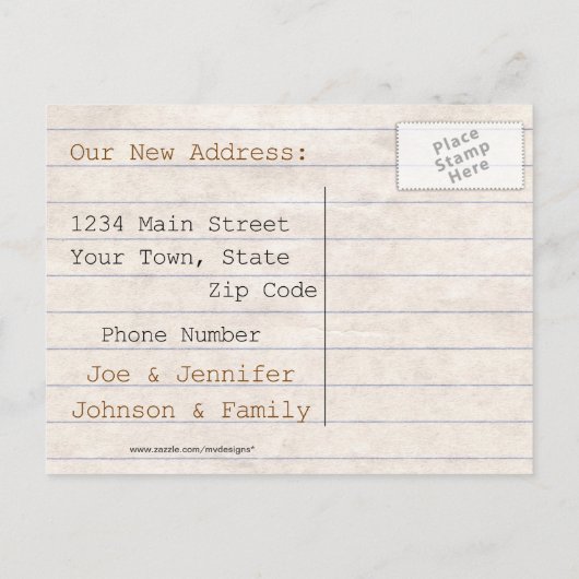 Papphaus Wir haben die Postkarte verschoben (Rückseite)