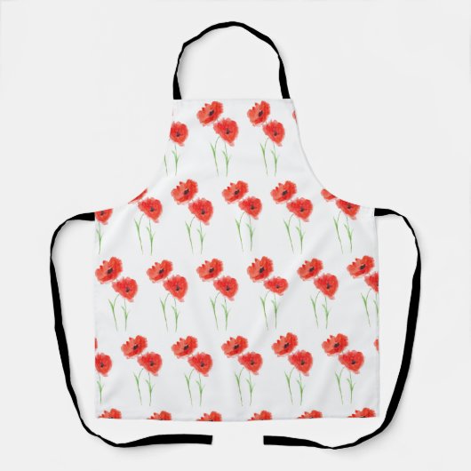 Pappies Blumenmohn Botanisches Kunstmuster Schürze (Vorderseite)