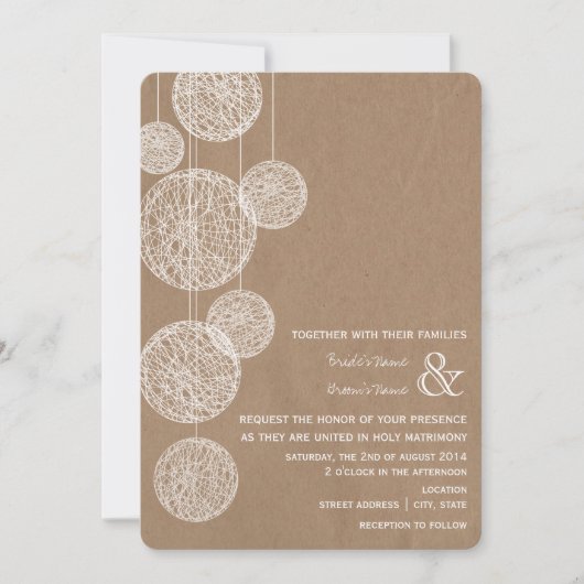 Pappinspirierte Schnur-Kugeln, die Einladung (Vorderseite)