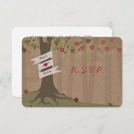Pappkarton für Apple Orchard-Hochzeit RSVP (Vorne/Hinten)