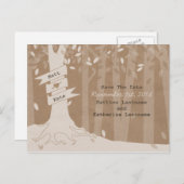 Pappkarton schauen Woodland Hochzeit speichern das Ankündigungspostkarte (Vorne/Hinten)