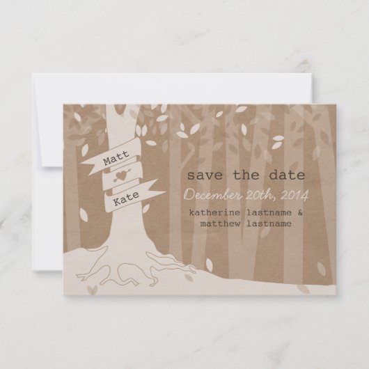 Pappkarton schauen Woodland Hochzeit speichern das Save The Date (Vorderseite)
