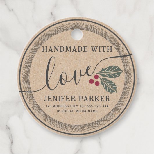 Pappkarton Urlaubsoulenbeere handgemacht Geschenkanhänger (Vorderseite)