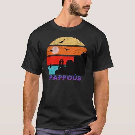 Pappoús Retro Sunset Ocean Großvater T-Shirt (Vorderseite)