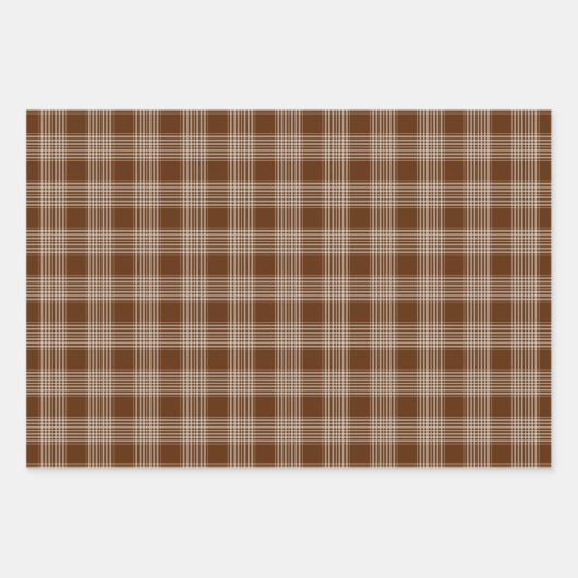 Papppapa Kariertes Tartan-Muster, braun und weiß Geschenkpapier Set (Vorderseite)