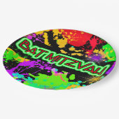 Pappteller Bat Mitzvah Helle Neonfarbe (Schrägansicht)
