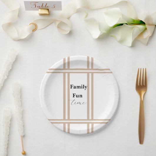 Pappteller, beige und weiß gestreift pappteller (Hochzeit)