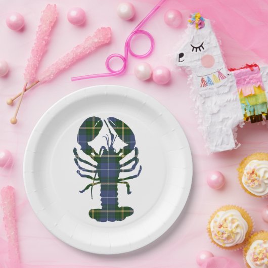 Pappteller-   blauer NeuschottlandTartanhummer Pappteller (Party)