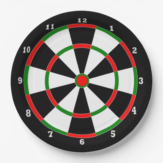 Pappteller - Dartboard-Uhr-Entwurf (Vorderseite)
