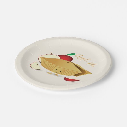 Pappteller des Apfelkuchen-Charakter-| (Schrägansicht)