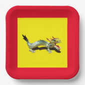 Pappteller - Drache und roter Rand (Vorderseite)