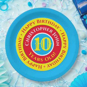 Pappteller für die 10. Geburtstagsfeier