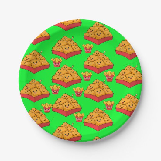 Pappteller, grüne Chicken Nuggets Pappteller (Vorderseite)